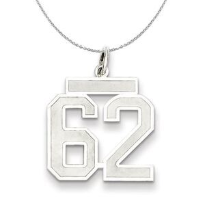 Sterling Silver, Jersey Collection, Medium Number 62 Necklace - 24 In
